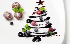 The cream dessert cuisine creative, Christmas trees, strawberries, cake wallpaper thumb