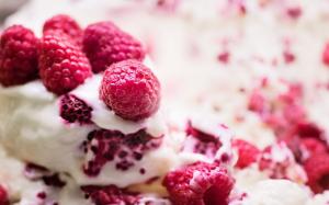 Food cake, ice cream, raspberries, red berries wallpaper thumb