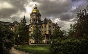 Indiana, Notre Dame University, USA, trees, clouds, dusk wallpaper thumb