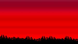 Red Color, Simple Background, Minimalism, Buildings, Black, Art wallpaper thumb