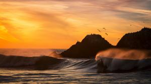 Ocean Wave Sunset HD wallpaper thumb