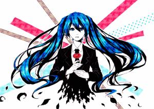 Vocaloid, Hatsune Miku, Anime Girls, Bangs, Twintails, Long Hair, Blue Hair, Blue Eyes, Tie, Jacket, Leaves wallpaper thumb