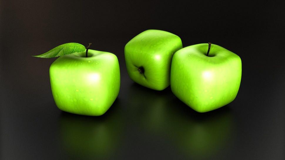Green Cube Apples wallpaper,abstract HD wallpaper,apples HD wallpaper,3d HD wallpaper,leaf HD wallpaper,green HD wallpaper,fruit HD wallpaper,3d & abstract HD wallpaper,1920x1080 wallpaper