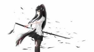 Schoolgirl with a katana sword wallpaper thumb
