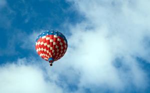 Hot air balloon in the sky, white clouds wallpaper thumb