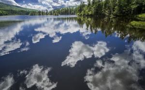 Lake Trees Reflection Clouds HD wallpaper thumb