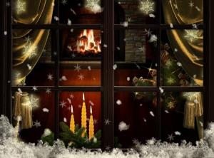 window, fireplace, candles, christmas tree, cozy, christmas wallpaper thumb