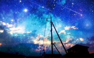 Starry sky over the city wallpaper thumb