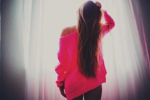 Women, Back, Pink Tops, Brunette, Long Hair, Filter wallpaper thumb