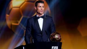 FIFA Ballon d'Or winner Cristiano Ronaldo of Portugal and Real Madrid accepts his award wallpaper thumb