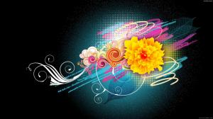Graphic flower with abstract form wallpaper thumb