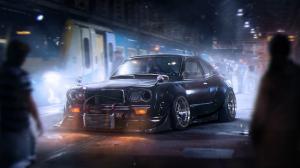 Mazda RX-3 black car, night, city wallpaper thumb