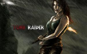 Tomb Raider Lara Croft Rain Drawing HD wallpaper thumb
