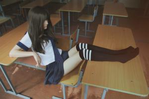 Girl, Brunette, School Uniform, Schoolgirls, Legs, Classroom wallpaper thumb