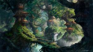 Fantasy Art, Wizard, Forest, Digital Art wallpaper thumb