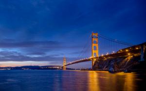 Golden Gate Bridge Bridge San Francisco Ocean Night HD wallpaper thumb