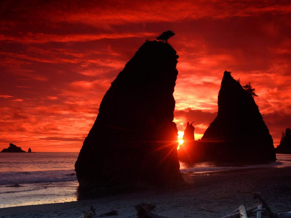 Sea Stacks Knife a Blood Red Sky wallpaper,blood wallpaper,stacks wallpaper,knife wallpaper,1600x1200 wallpaper