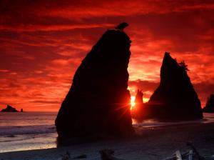 Sea Stacks Knife a Blood Red Sky wallpaper thumb