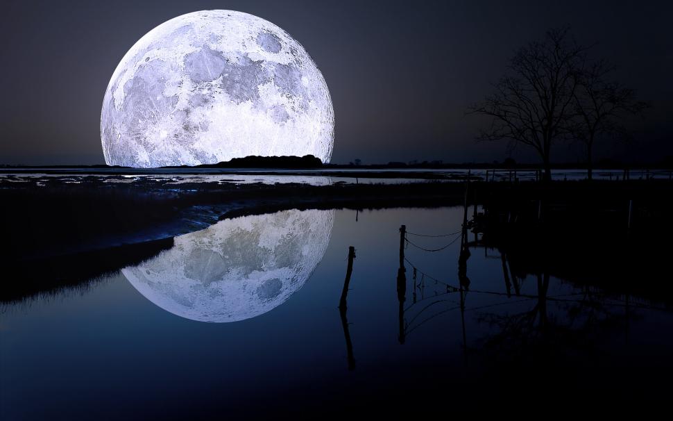 Moon Reflection wallpaper,night landscape HD wallpaper,background HD wallpaper,lake HD wallpaper,2880x1800 wallpaper
