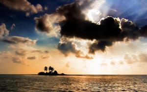 Island Tropical Ocean Clouds Sunlight HD wallpaper thumb