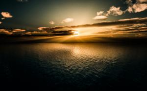 Ocean Sunset Sunlight Clouds CG HD wallpaper thumb