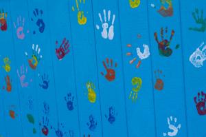 Children hand paintings wallpaper thumb