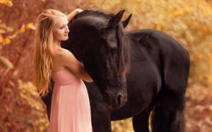 Girl with horse wallpaper thumb