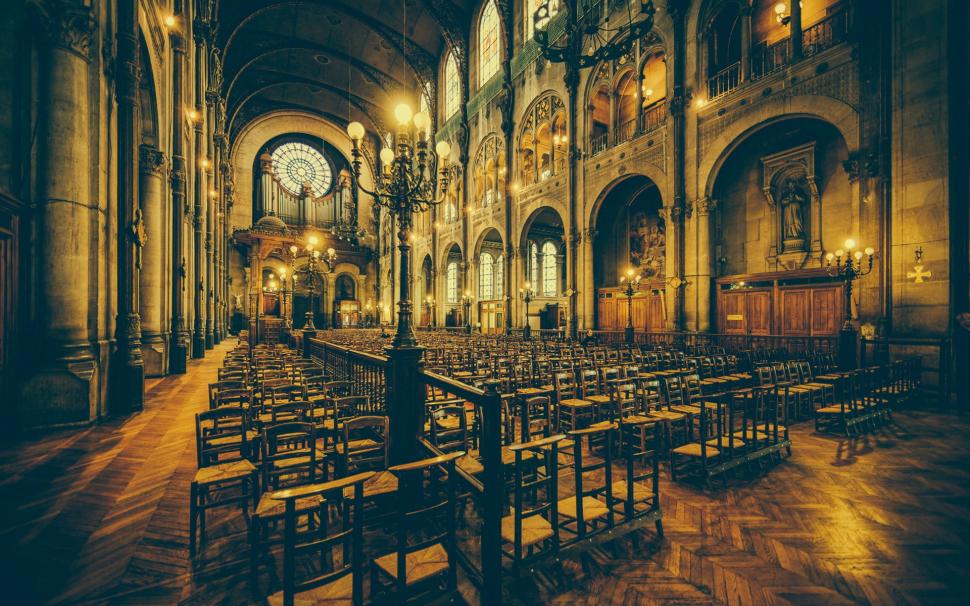 Church indoor close-up, benches, lights wallpaper,Church HD wallpaper,Indoor HD wallpaper,Benches HD wallpaper,Lights HD wallpaper,1920x1200 wallpaper