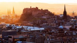 Edinburgh Castle, Scotland, stronghold, city, houses, buildings, dawn wallpaper thumb
