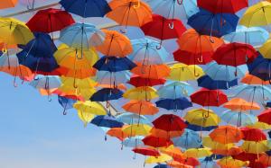 Colorful umbrellas in the sky wallpaper thumb