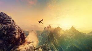 Dragon Skyrim Elder Scrolls Mountains Sunlight HD wallpaper thumb