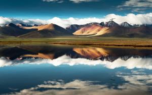 China, Tibet, mountain, lake, water reflection, sky, clouds wallpaper thumb