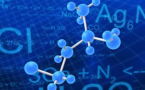 Chemistry, Atoms, 3D, Blue Background, Numbers, Knowledge, Elements, Binary, Code, Squares, Molecular Models wallpaper thumb