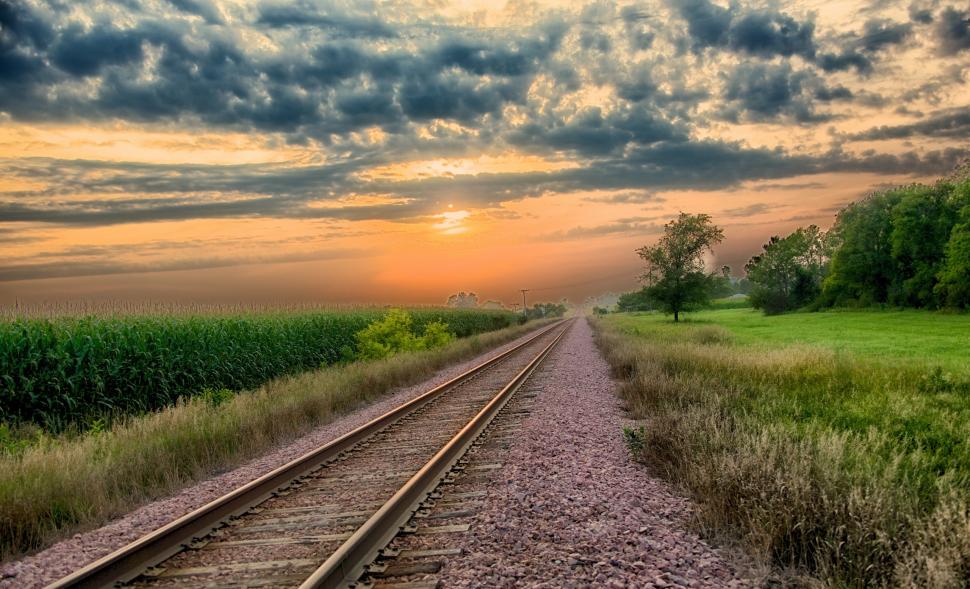 Railroad sunset wallpaper,landscape HD wallpaper,railroad HD wallpaper,sunset HD wallpaper,2560x1557 wallpaper