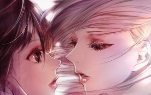 kiyohara hiro, art, girl, kiss wallpaper thumb