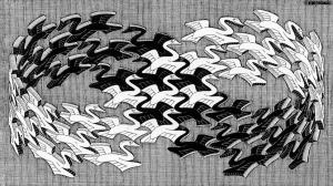 Artwork, M. C. Escher, Monochrome, Psychedelic, Animals, Bird, Flying, 3D, Mobius Strip wallpaper thumb