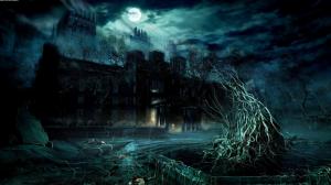 Dark Mansion Under Full Moon wallpaper thumb