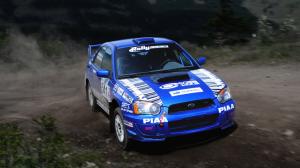 Subaru Impreza blue Rally sport car wallpaper thumb
