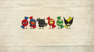 Spider-man Superman Batman Iron Man Green Lantern Wolverine Candy Paper HD wallpaper thumb