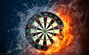 Darts, target, fire, water, spray, smoke, creative pictures wallpaper thumb