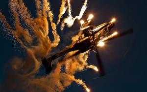 Boeing Apache AH-64D, Helicopters, Flares, Planes, Night wallpaper thumb