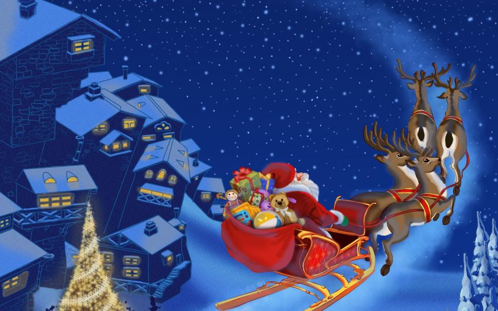 Santa Clause Flying wallpaper,gifts HD wallpaper,reindeer HD wallpaper,snow HD wallpaper,2015 Christmas HD wallpaper,2880x1800 wallpaper
