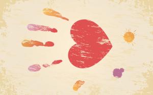 Valentine's Day, palm print, fingerprint, the love of heart-shaped wallpaper thumb