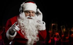 santa claus, christmas, headphones, music, hand wallpaper thumb