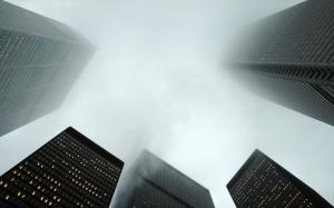 Buildings Skyscrapers Fog Mist Toronto TD Centre HD wallpaper thumb