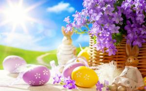 Easter, spring, eggs, Bunny, flowers wallpaper thumb