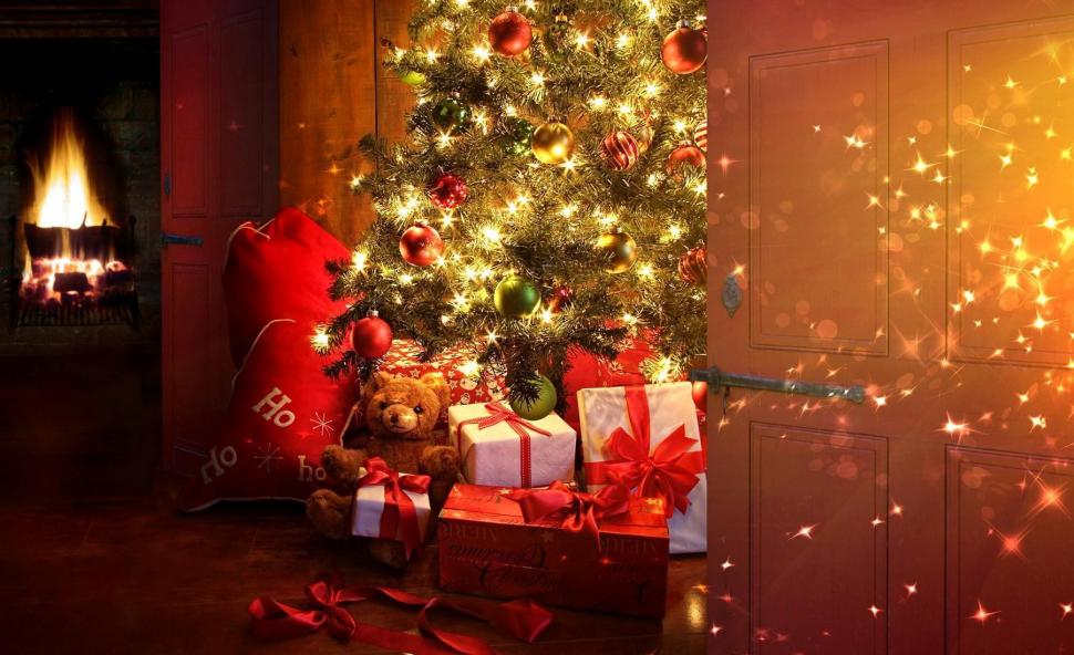 New year, christmas, tree, presents, fireplace, door wallpaper,new year wallpaper,christmas wallpaper,tree wallpaper,presents wallpaper,fireplace wallpaper,door wallpaper,1800x1100 wallpaper