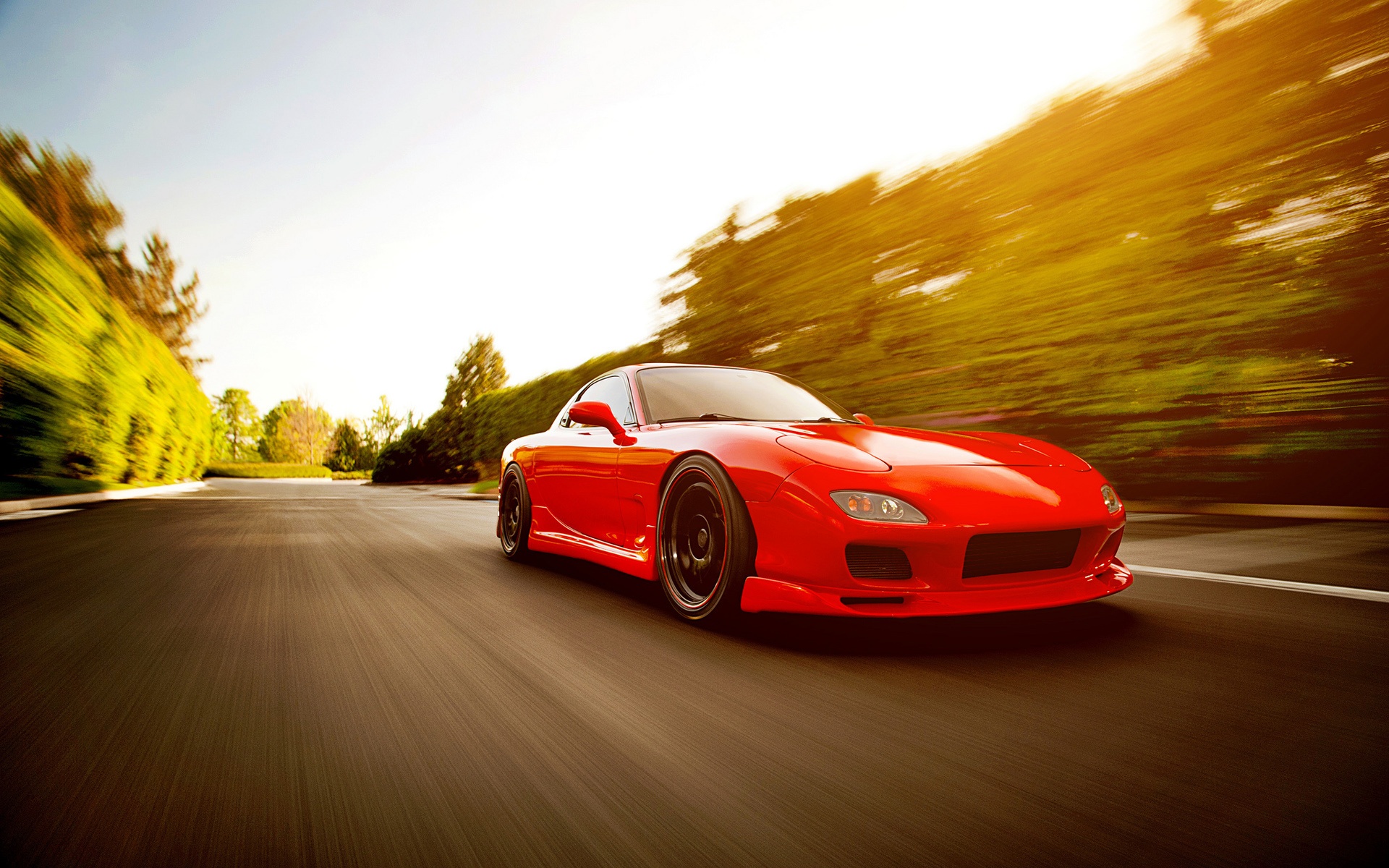 Red Mazda Rx 7 Fd Supercar Run In High Speed Wallpaper Cars Wallpaper Better