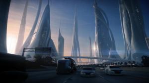 Future city, art design, transport, roads, cars, skyscrapers wallpaper thumb