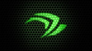 Green Nvidia logo, hexagon background wallpaper thumb